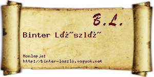 Binter László névjegykártya